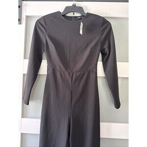Express Classic Black Jumpsuit Long Sleeves Size XS MSRP $108 NWT Lace Cut Outs